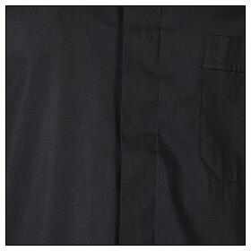 Black clergy shirt stretch cotton short sleeve