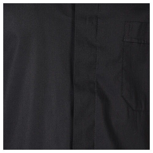 Black clergy shirt stretch cotton short sleeve 2