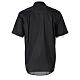Black clergy shirt stretch cotton short sleeve s6