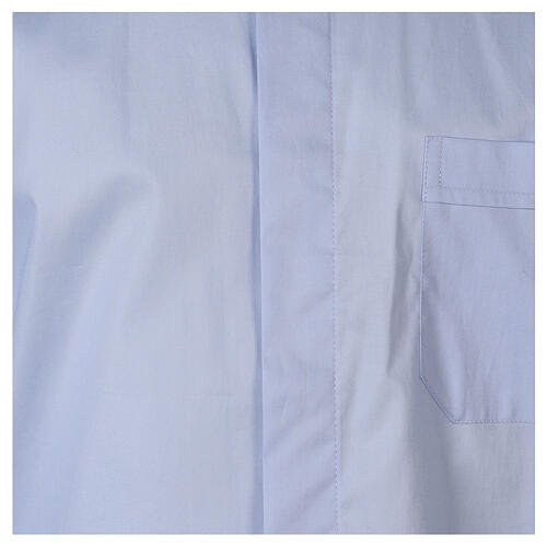 Stretch clergy shirt In Primis, light blue cotton, long sleeves 2