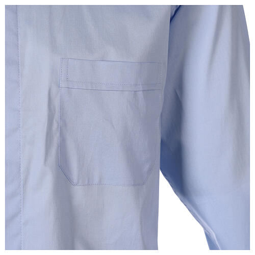 Stretch clergy shirt In Primis, light blue cotton, long sleeves 3
