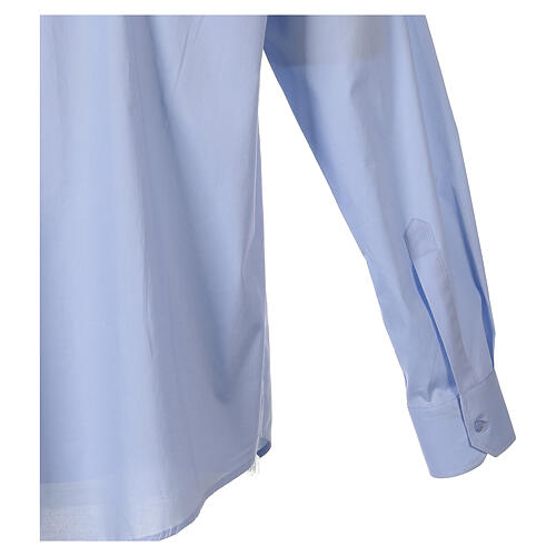 Stretch clergy shirt In Primis, light blue cotton, long sleeves 5