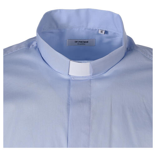 Stretch clergy shirt In Primis, light blue cotton, long sleeves 6