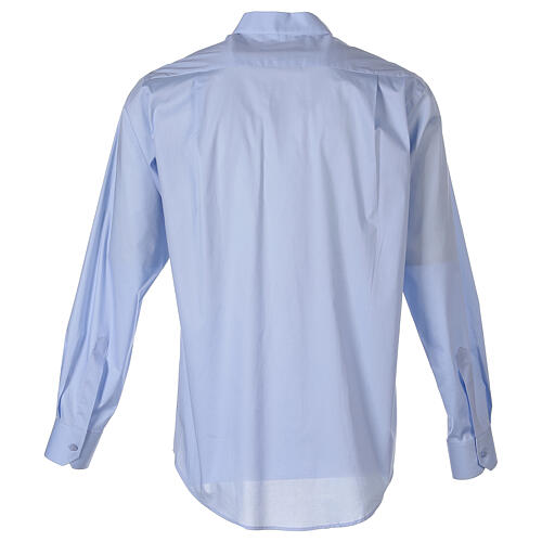 Stretch clergy shirt In Primis, light blue cotton, long sleeves 7