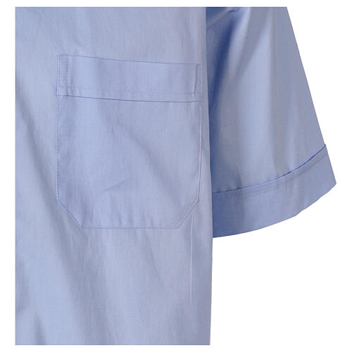 Stretch clergy shirt In Primis, light blue cotton, short sleeves 4