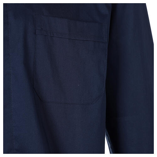 Stretch clergy shirt In Primis, blue cotton, long sleeves 4