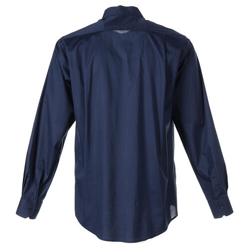 Stretch clergy shirt In Primis, blue cotton, long sleeves 7
