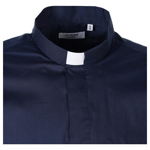 Camisa de sacerdote azul manga comprida linha In Primis tecido elástico 97% algodão e 3% Lycra 6