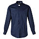 Camisa de sacerdote azul manga comprida linha In Primis tecido elástico 97% algodão e 3% Lycra s1