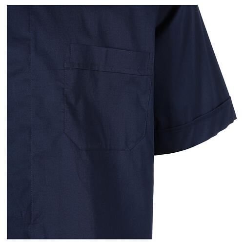 Stretch clergy shirt In Primis, blue cotton, short sleeves 4