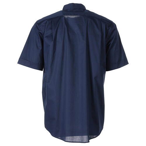 Stretch clergy shirt In Primis, blue cotton, short sleeves 6