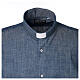 Camisa cuello clergy manga larga Denim azul claro Cococler s2