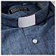 Camisa de sacerdote manga comprida Denim azul claro Cococler s2