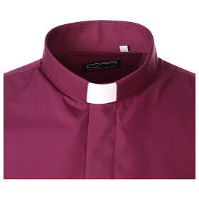 Camisa cuello clergy manga larga solo color violeta Cococler