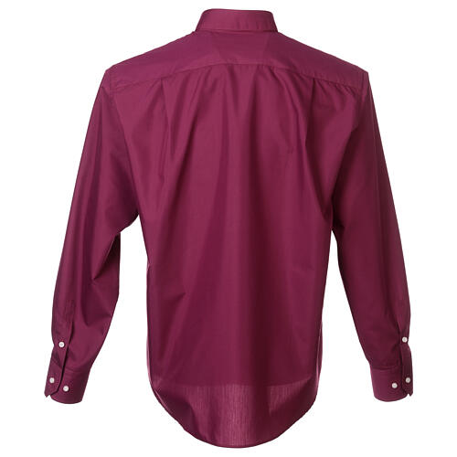 Camisa cuello clergy manga larga solo color violeta Cococler 4