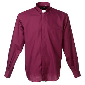 Koszula kapłańska, długi rękaw, jednolita tkanina, kolor fioletowy, Cococler