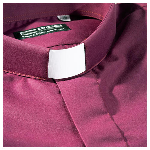 Camisa de sacerdote manga comprida de cor sólida roxa Cococler 3