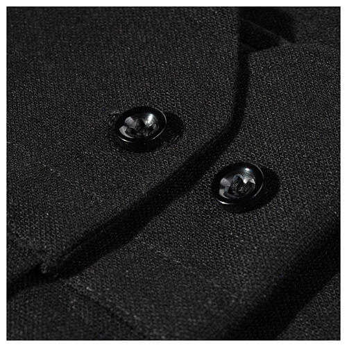 Black clergy shirt, linen blend, short sleeves, CocoCler 5