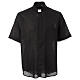 Black clergy shirt, linen blend, short sleeves, CocoCler s1