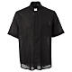 Chemise clergy noire lin mélangé manches courtes Cococler s1