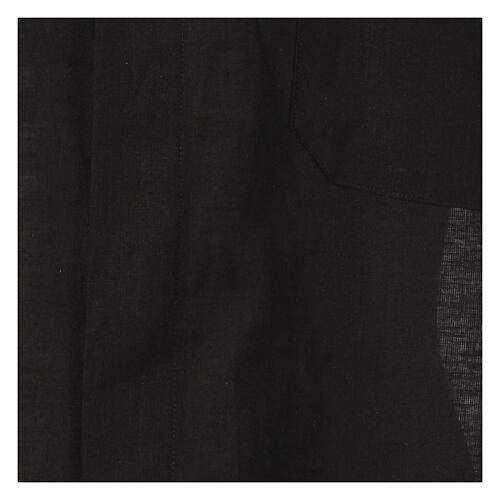 Camisa de sacerdote preta mistura de linho manga curta CocoCler 2