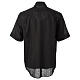 Camisa de sacerdote preta mistura de linho manga curta CocoCler s5