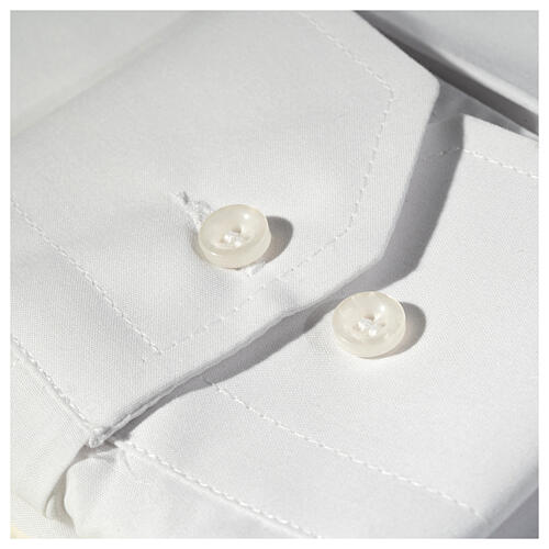Camisa blanca cuello romano CocoCler de un solo color manga larga algodón 5