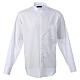 Camisa blanca cuello romano CocoCler de un solo color manga larga algodón s1