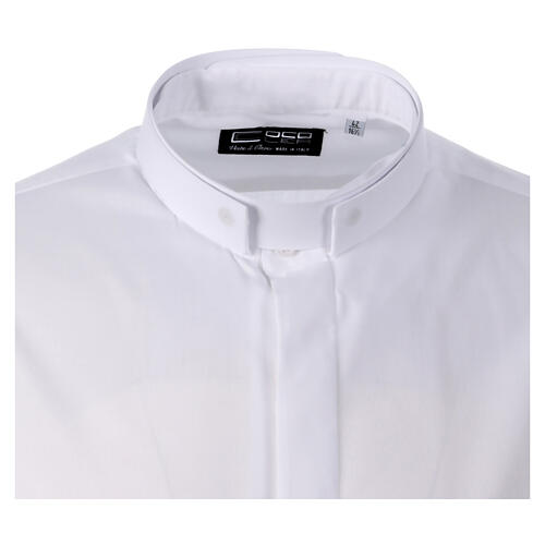 Camicia bianca collo romano CocoCler tinta unita manica lunga cotone 4