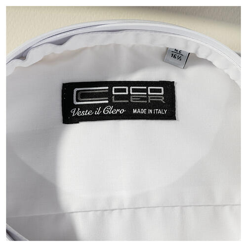 Camicia bianca collo romano CocoCler tinta unita manica lunga cotone 3