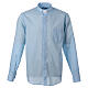 Camisa azul cuello romano algodón manga larga CocoCler s1