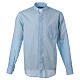 Chemise bleu ciel col romain coton manches longues Cococler s1