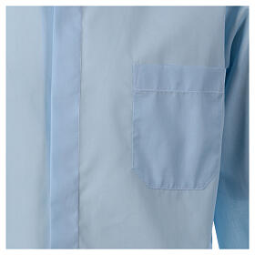 Camicia azzurra collo romano cotone manica lunga Coco Cler 