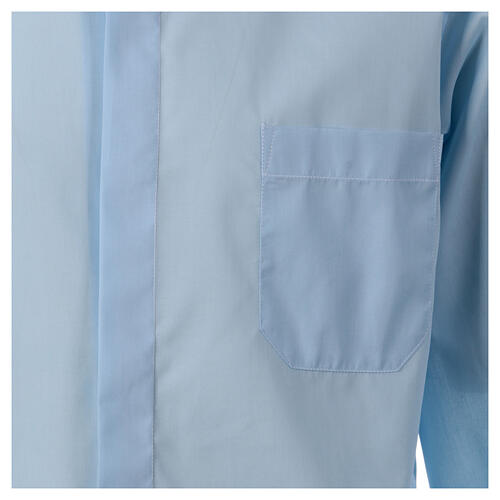 Camicia azzurra collo romano cotone manica lunga Coco Cler  2