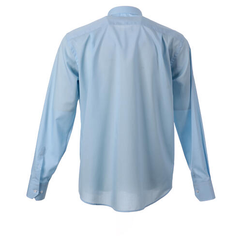 Camicia azzurra collo romano cotone manica lunga Coco Cler  5