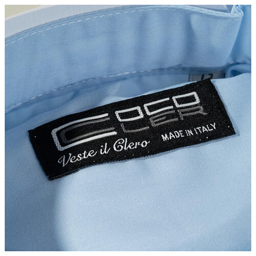 Camisa azul claro colarinho romano algodão manga comprida CocoCler 3
