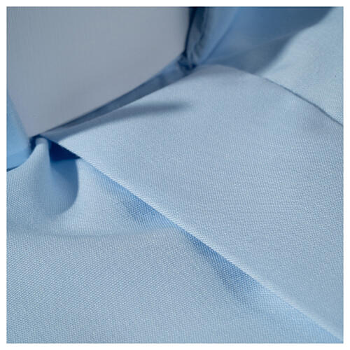 Camisa azul claro colarinho romano algodão manga comprida CocoCler 4