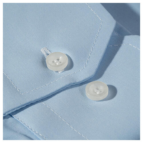 Camisa azul claro colarinho romano algodão manga comprida CocoCler 6