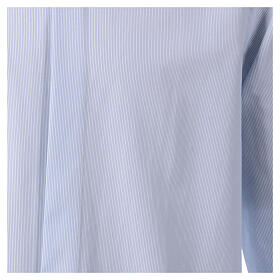 Light blue striped shirt with clergy collar, long sleeves, polycotton, CocoCler