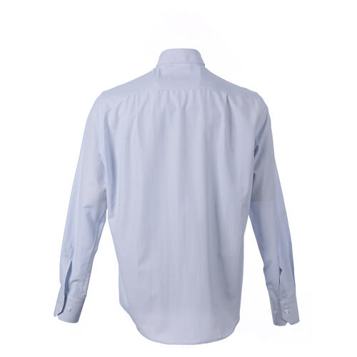 Chemise bleu ciel col clergy manches longues coton mélangé CocoCler 7