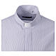 Blue striped shirt with clergy collar, long sleeves, polycotton, CocoCler s4