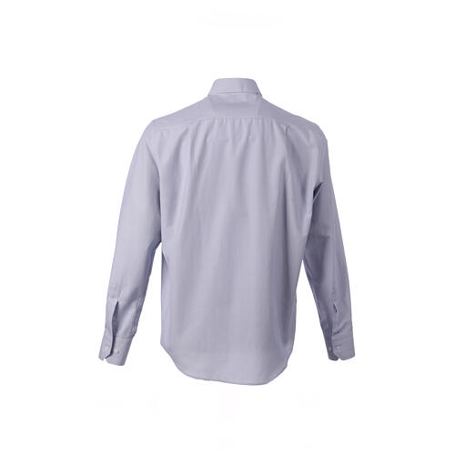 Camisa azul manga larga mixto algodón CocoCler cuello clergy 5