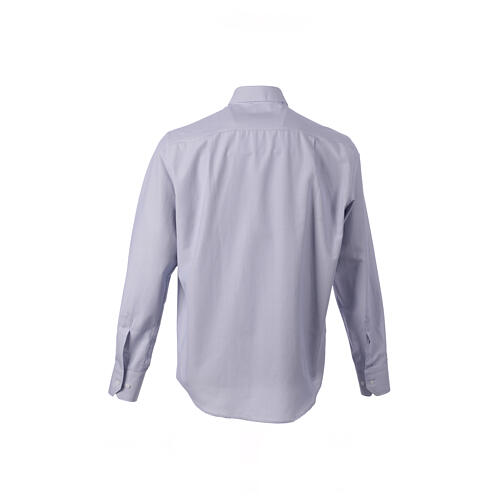 Chemise bleue col clergy manches longues coton mélangé Cococler 5