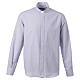 Chemise bleue col clergy manches longues coton mélangé Cococler s1