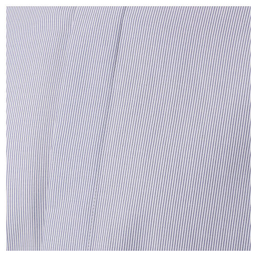 Camisa azul escuro colarinho sacerdote manga comprida mistura de algodão CocoCler 2