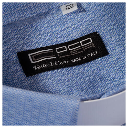 Camisa azul céu padrão Versus CocoCler colarinho sacerdote manga comprida algodão 3