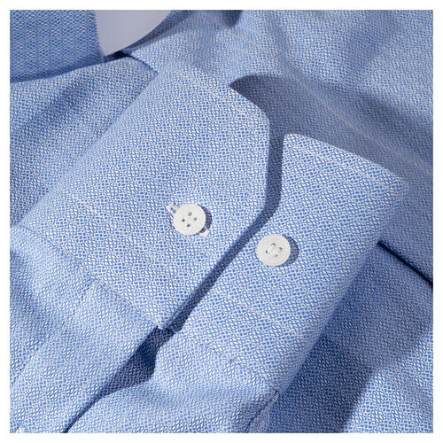Camisa azul céu padrão Versus CocoCler colarinho sacerdote manga comprida algodão 5