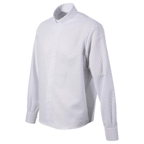 Chemise manches longues coton mélangé blanc motif Hypnotic CocoCler col clergy 3