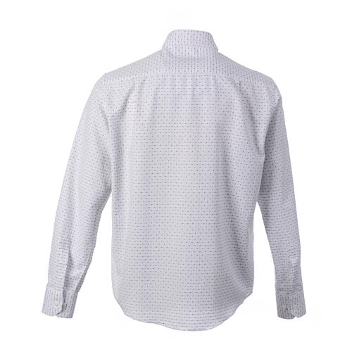 Camisa branca estampada manga comprida mistura de algodão colarinho sacerdote CocoCler 6