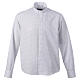Camisa branca estampada manga comprida mistura de algodão colarinho sacerdote CocoCler s1